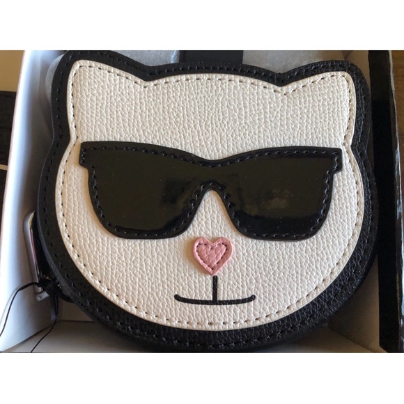 NWT-Karl Lagerfeld Cat Mini Purse & Card Holder –Designer Gift Set-reg $198 - Picture 3 of 8